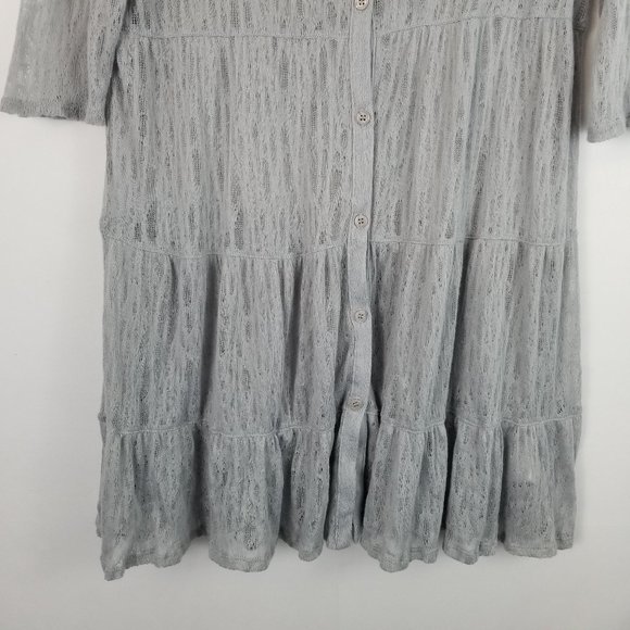 🐧Sunset Rd Sheer Ruffled Hem Button Up Tunic - Picture 3 of 8